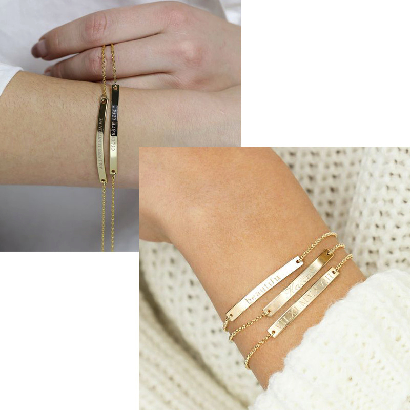 Elegant Personalized ID Bar Br - Coordinates Bracelet recension och pris