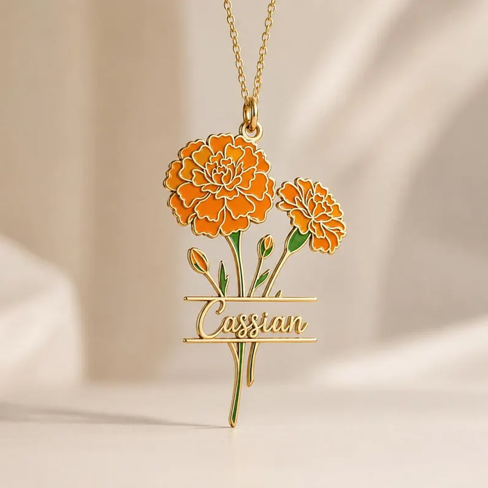 Custom Name Birth Flower Neckl - Birth Flower Necklace recension och pris