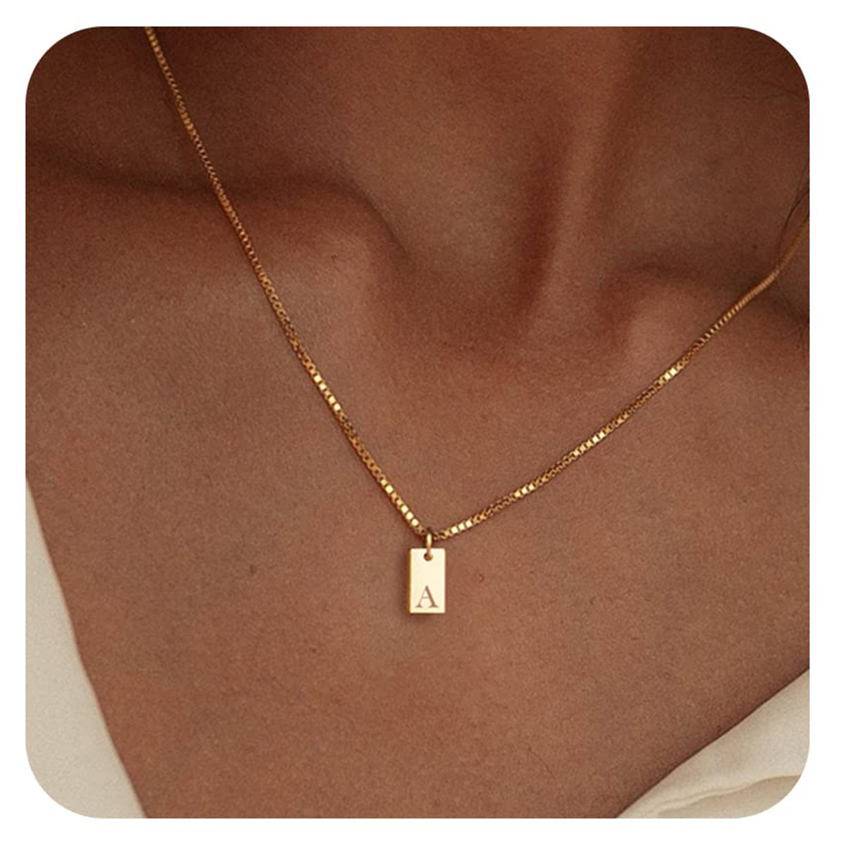 Tiny Square Initial Letter Nec - Birth Flower Necklace recension och pris