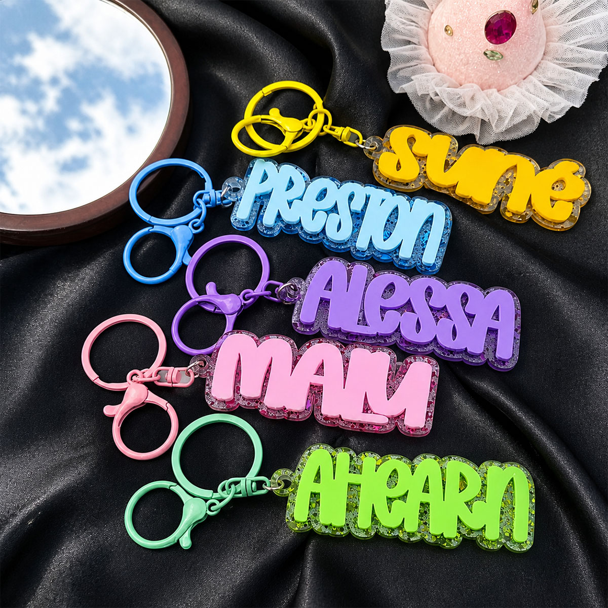Custom Name Acrylic Keychain P - Initial Ring Custom recension och pris